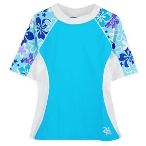 Girls Tuga Short Sleeve UV Swim Shirt 'Seaside' Turquesa Age 2-3 (UPF50+)NWT